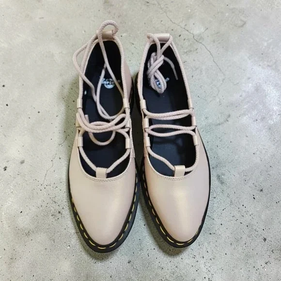 Dr Martens Elphie II Powder Pink Iridescent Leather Ballet Flat Shoes Women's 9 - Picture 7 of 9